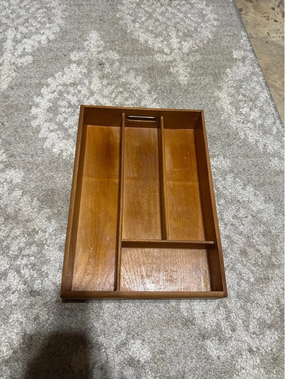 Vintage Wooden Drawer Organizer Utensil Desk Craft Storage Tray Wood Divider